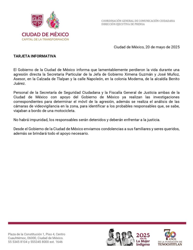 Atentado mortal contra secretaria y asesor de la Jefa de Gobierno de Cd de México 4